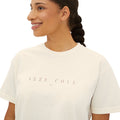 Minimalist Women's Boxy Tee — Embossed Subtle Logo Crop T-Shirt