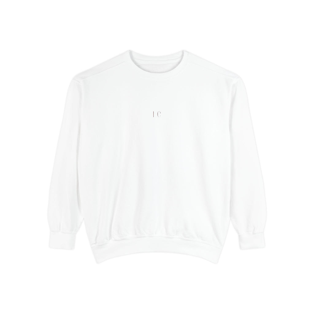 Minimal White Crewneck Sweatshirt — Small Center Logo