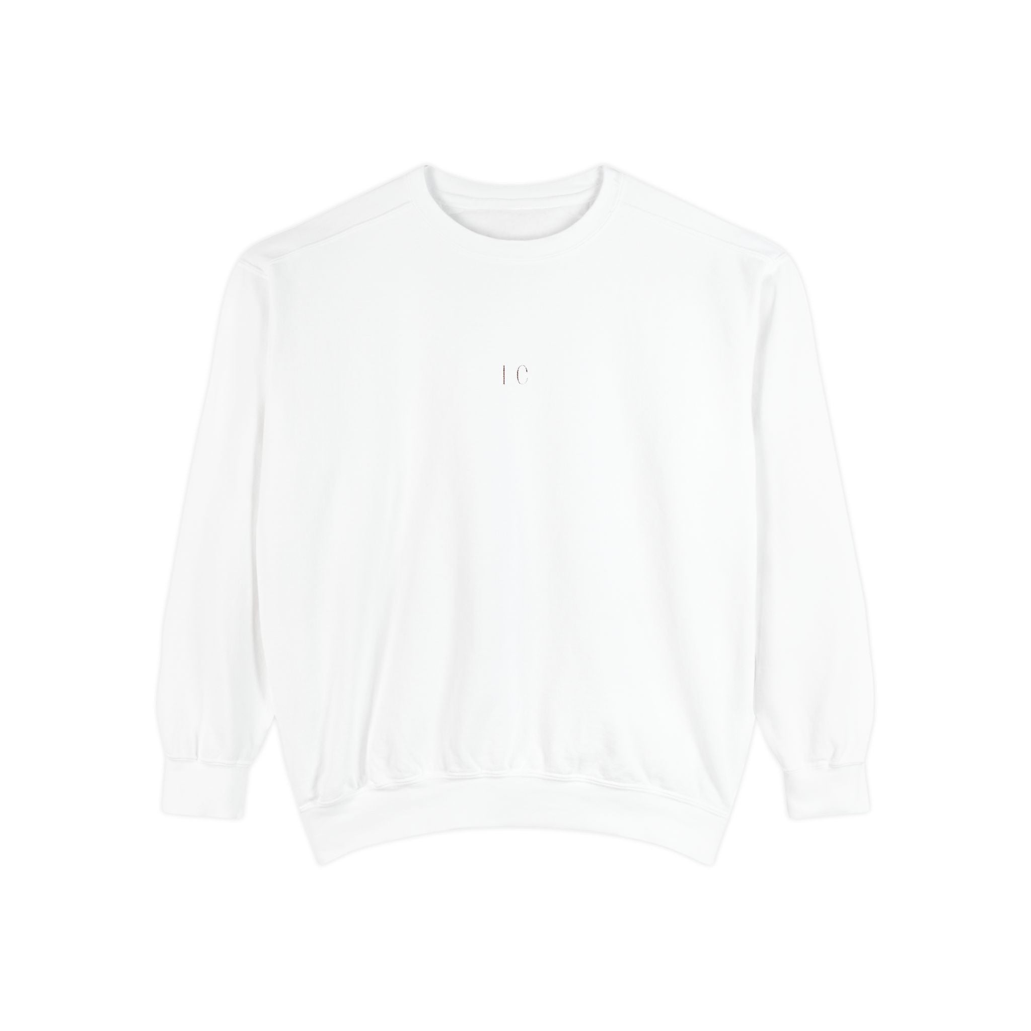 Minimal White Crewneck Sweatshirt — Small Center Logo