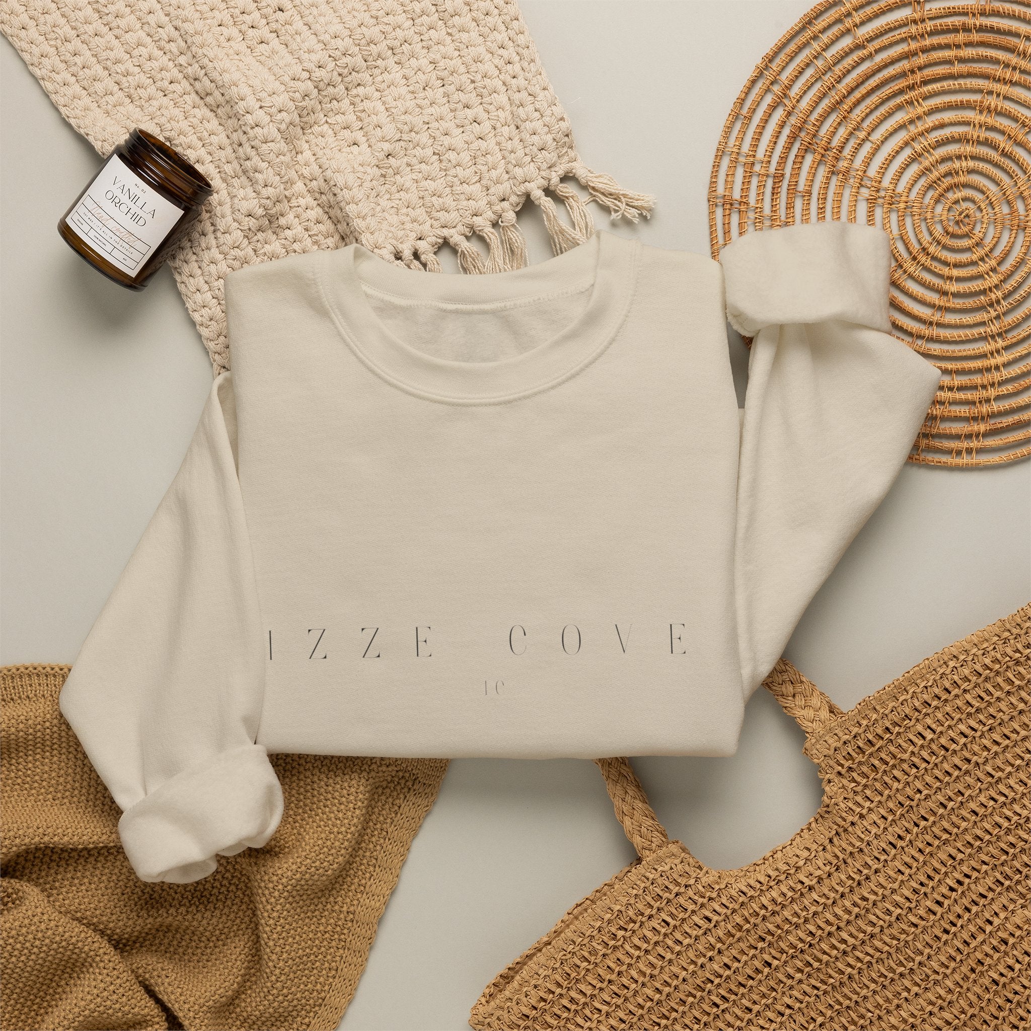 Izze Cove Crewneck Sweatshirt - Minimal Coastal Logo Pullover