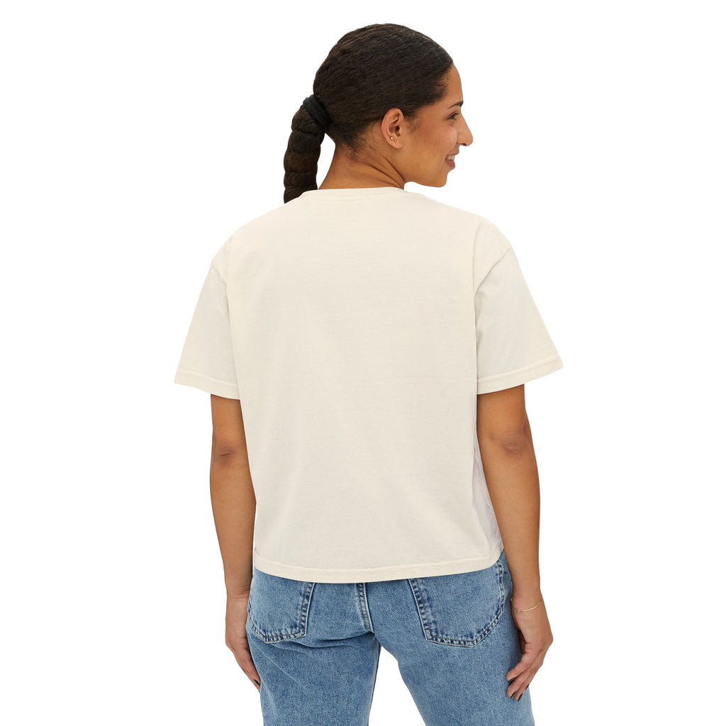 Minimalist Women's Boxy Tee — Embossed Subtle Logo Crop T-Shirt