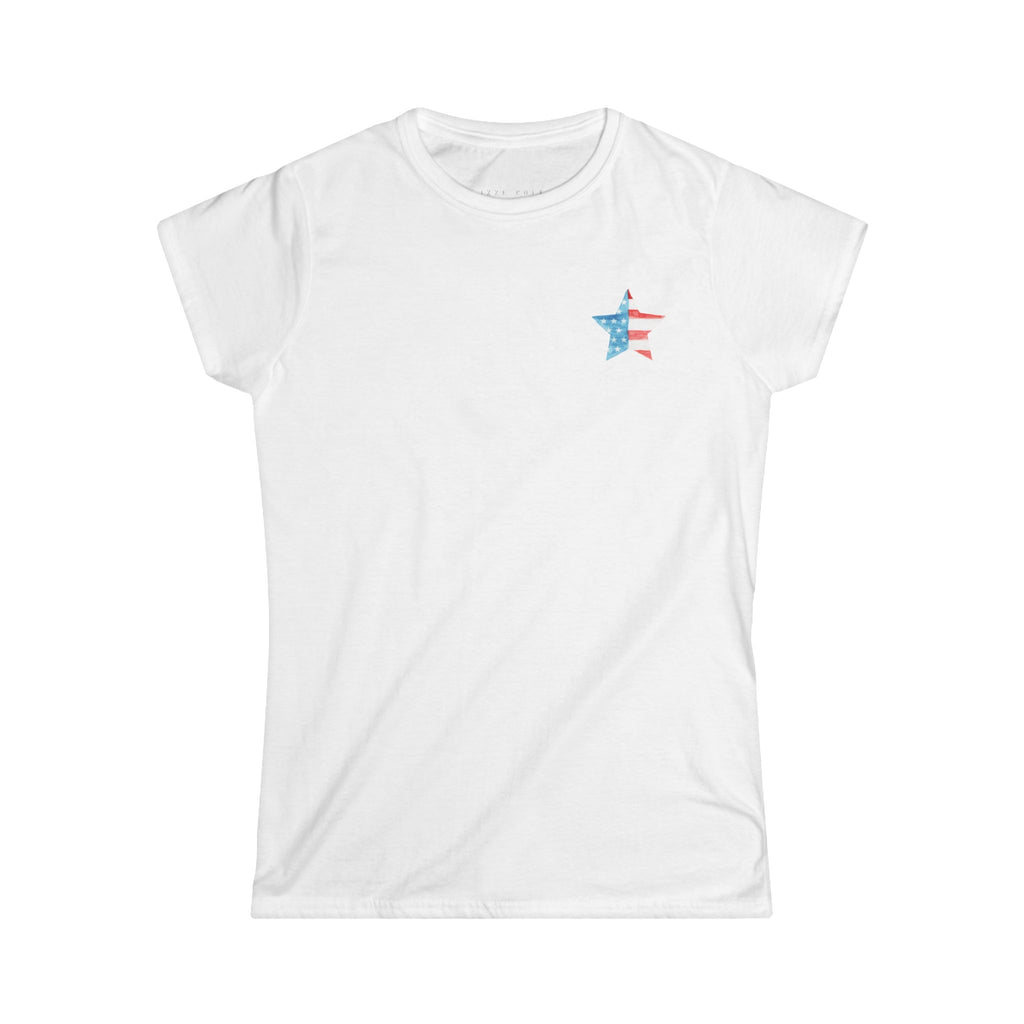 Patriotic Ribbon Women's Tee — American Flag Bow Graphic