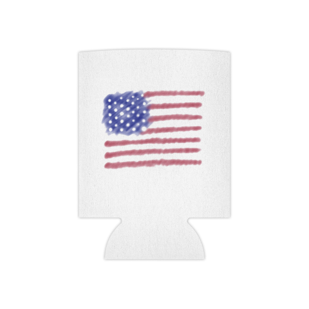 American Watercolor Flag Can Cooler — Patriotic 4th of July Drink Holder