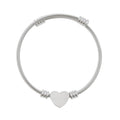 Engravable Heart Cuff Bracelet — Personalized Silver Wire Bangle for Women, Gift for Anniversary & Valentine's Day