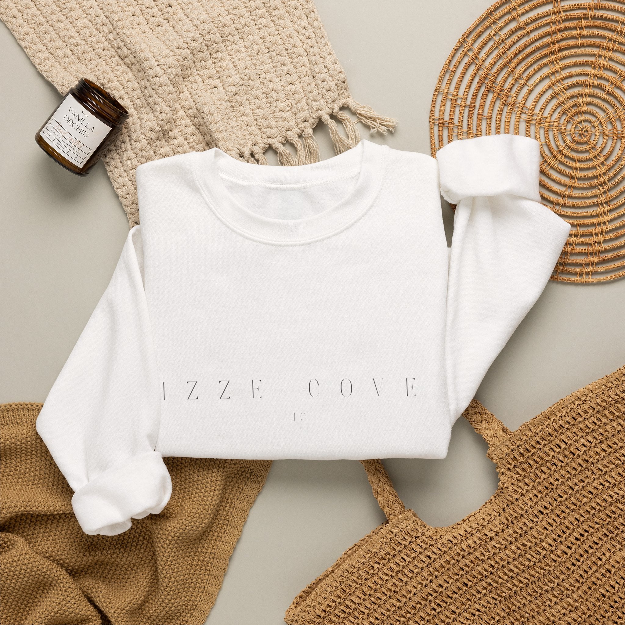Izze Cove Crewneck Sweatshirt - Minimal Coastal Logo Pullover