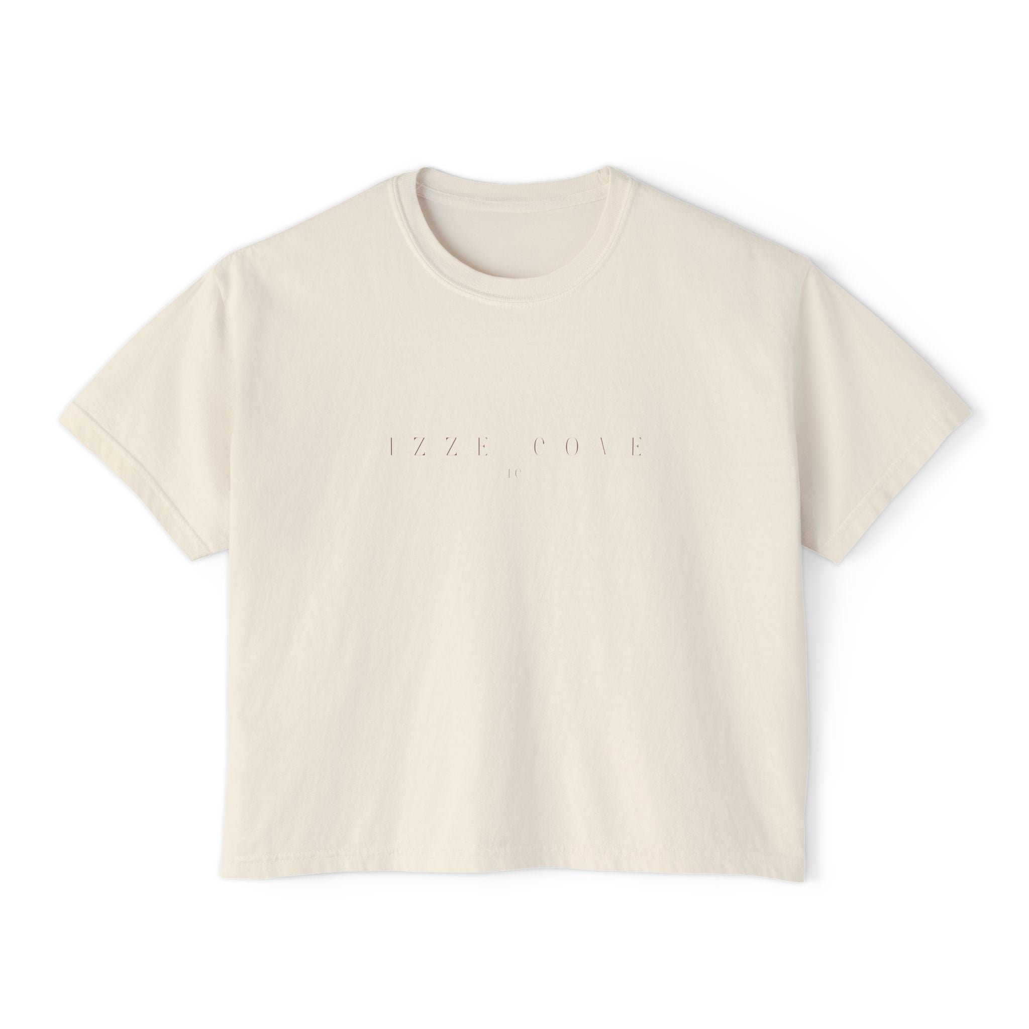 Minimalist Women's Boxy Tee — Embossed Subtle Logo Crop T-Shirt